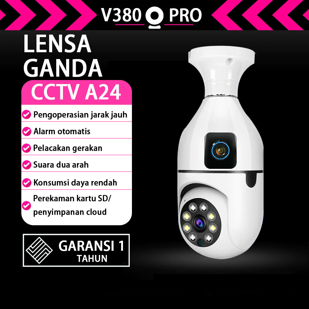 NEW PRODUCT 1 TAHUNV380 PRO KAMERA CCTV BOHLAM LAMPU LENSA GANDA DENGAN PELACAKAN SUARA OTOMATIS