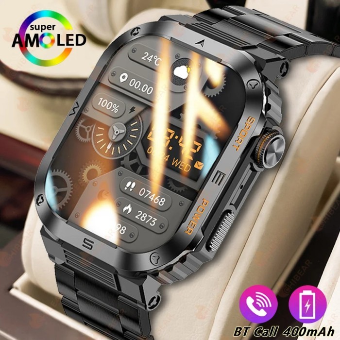 2023 New Outdoor Military Smart Watch Men Bluetooth Call Smartwatch