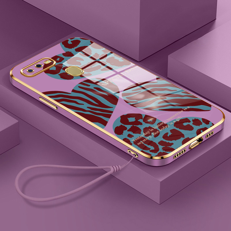 Casing Hp Untuk OPPO A7 A5s A12 A12s A11k Case Casing HP cinta macan tutul Softcase berlapis sisi ba