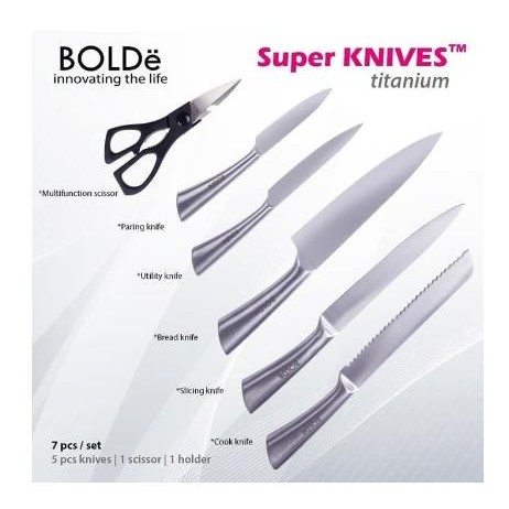 Pisau Set Bolde Titanium Stainless Steel 7 Pcs - Super Knives