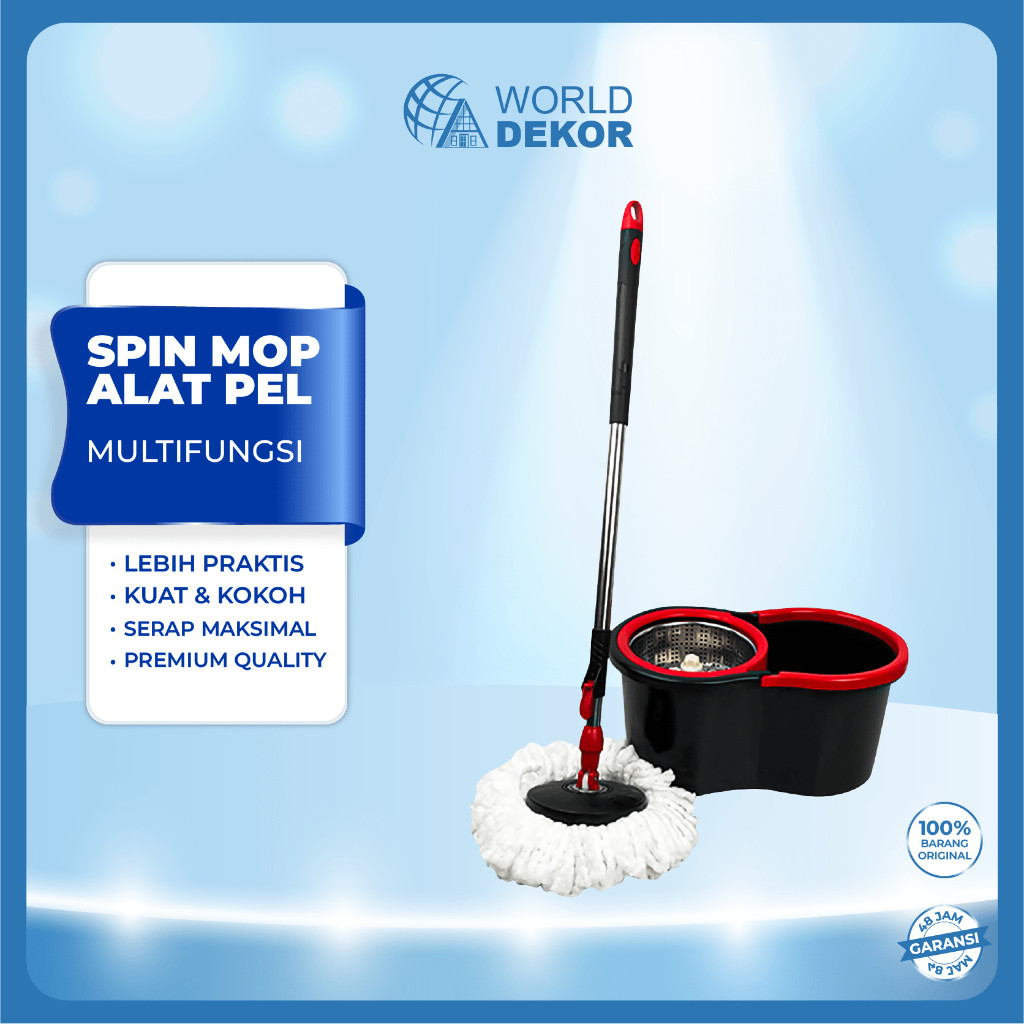 Vitindy - Spin Mop Alat Pel Lantai 360 Dengan Ember Pengering Stainles TB02 Multifungsi - WORLDDEKOR