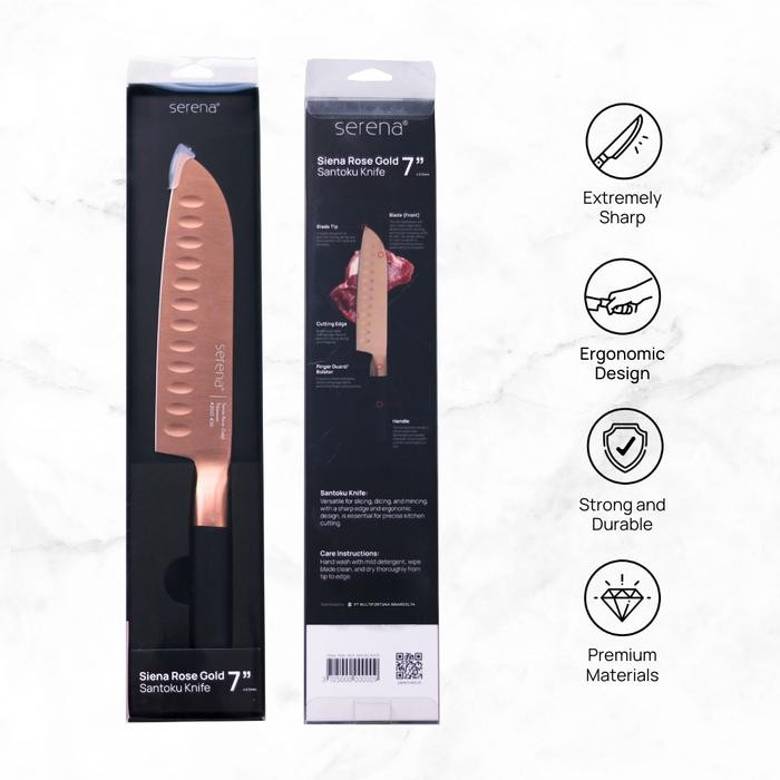 Pisau Dapur / Santoku Knife Premium Titanium Serena Sienna Rose Gold - 7 inch