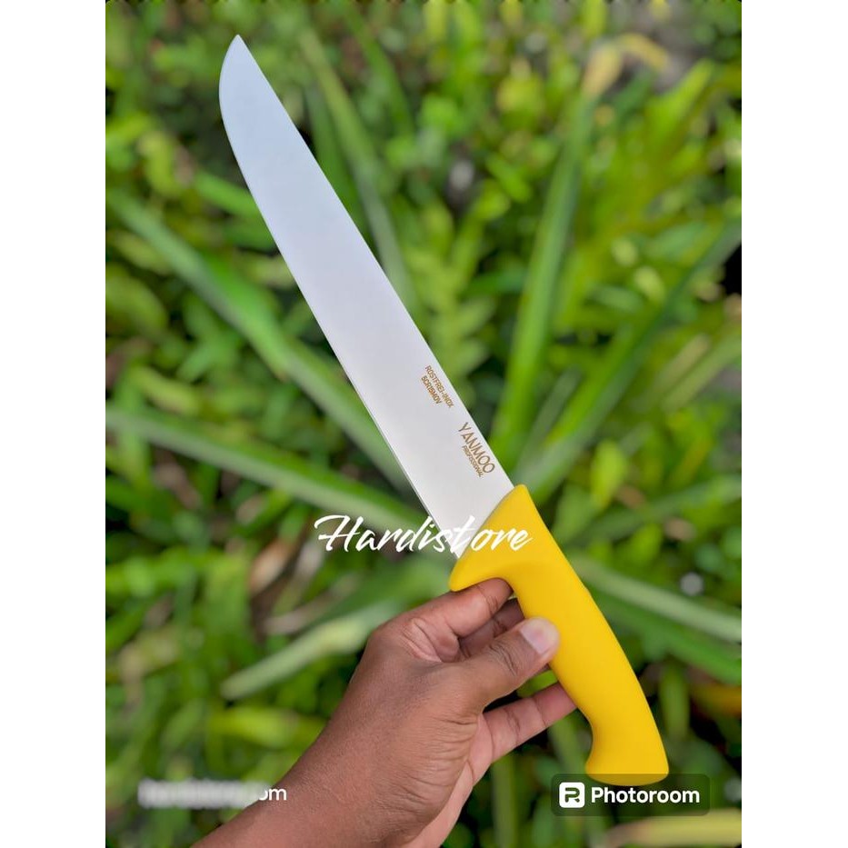 Pisau Sembelih 25 cm Straight YANMOO Butcher Knife Yellow Handle
