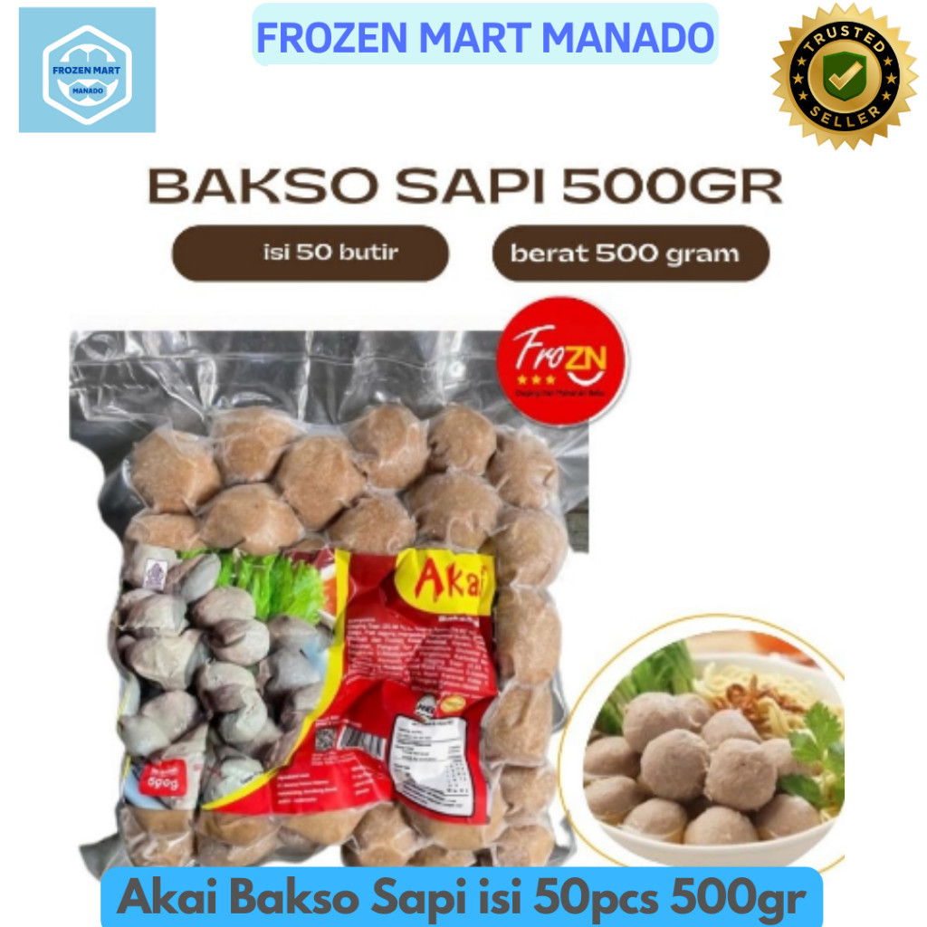 

Akai Bakso Sapi isi 50pcs 500gr - Frozen Food Tomohon