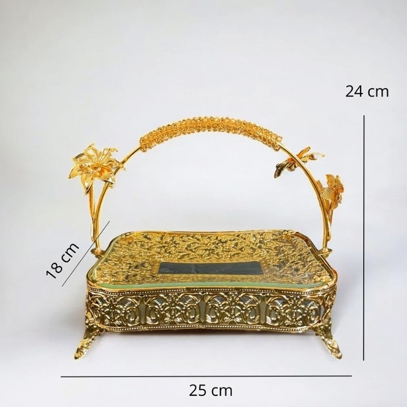 Nampan Aesthetic / Nampan Mewah / Nampan Kaca mewah Gold