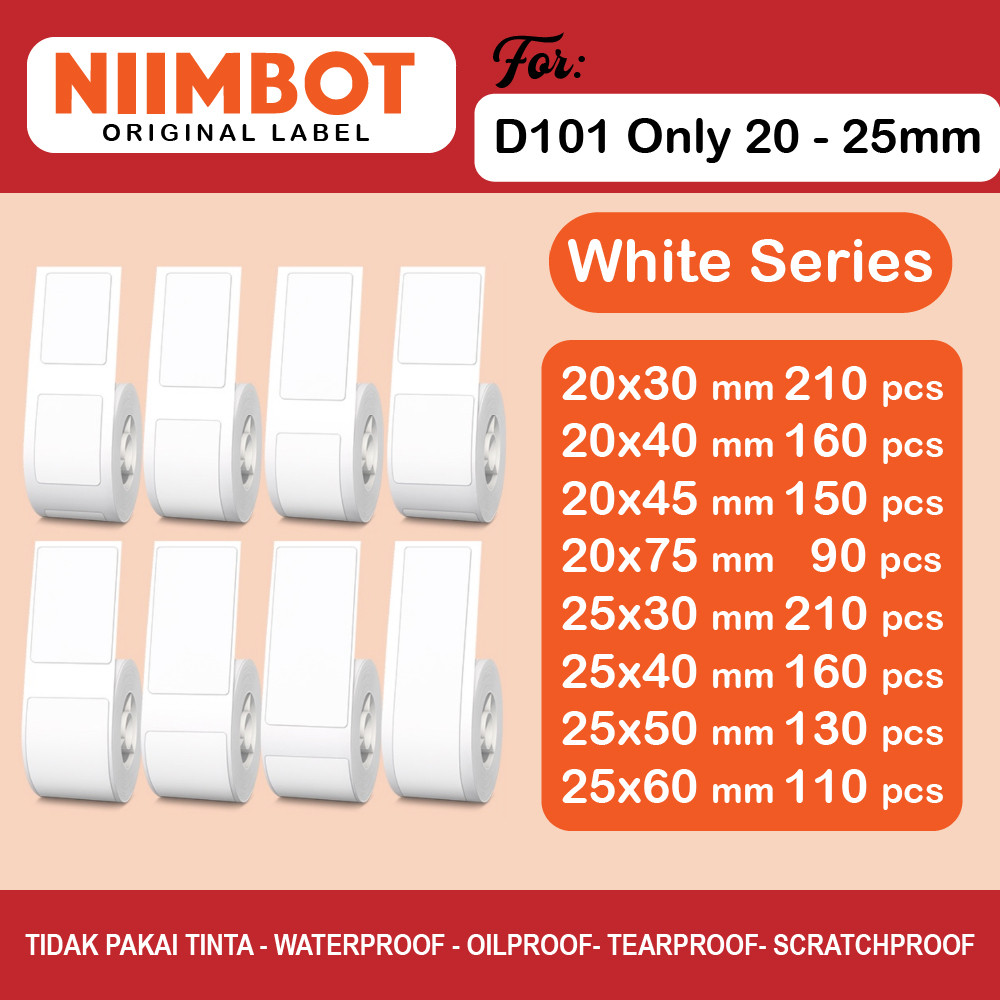 

White Thermal Label Sticker Niimbot D101 Only Refill Label Niimbot White