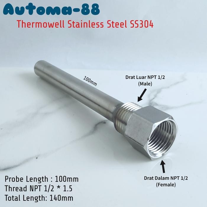 THERMOWELL 1/2 INCH NPT STAINLESS STEEL PELINDUNG TEMPERATURE SENSOR