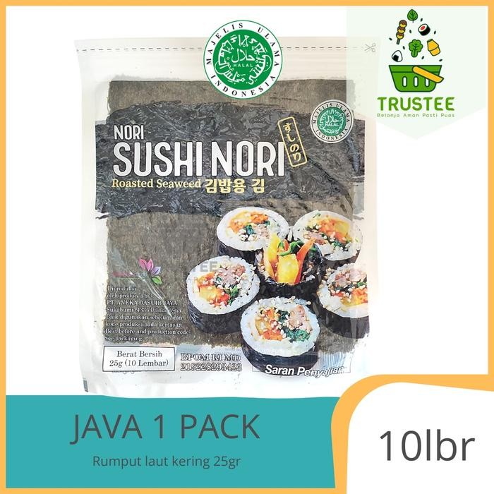 

JAVA Yaki Sushi Nori - Roasted Seaweed - Rumput Laut Panggang kemasan 10 lbr