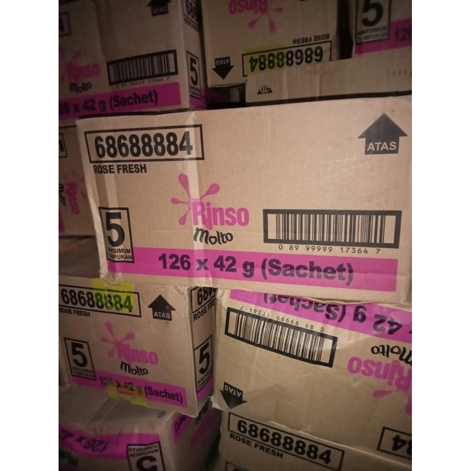 Inc Ppn- [ Harga Grosir ] Rinso Molto Bubuk 1 Dus Isi 126 X 42G [ Sachet ] Grab/Gosend