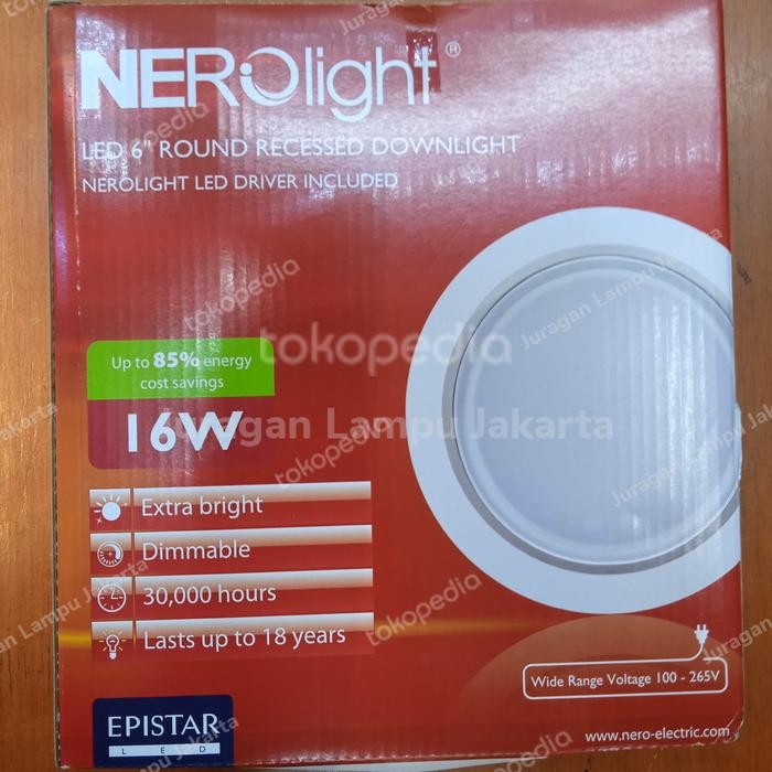 Downlight Dimmable Nero 16 Watt 6" Led Recessed Downlight 16W Dimmer