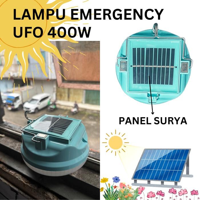 Lampu Led Emergency Ufo 400W /Solar Panel Led/ Lampu Emergency Gantung Lampu Taman Outdoor Lampu