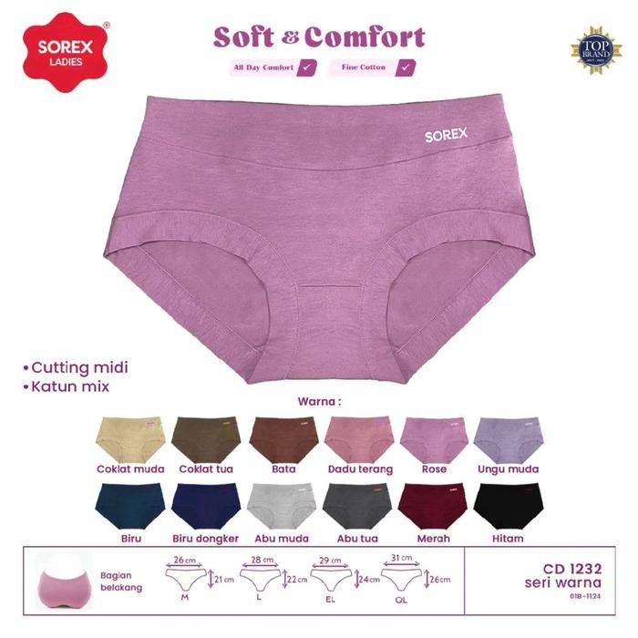 6Pcs_ Celana Dalam Sorex 1232 & Cd Sorex 1228 Wanita Dewasa Cd Sorex Wanita Midi Katun
