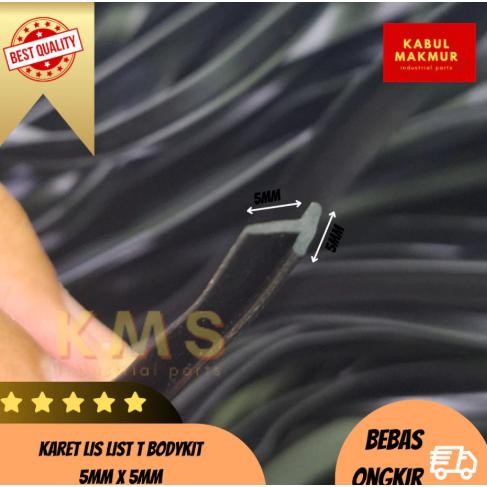 Karet Lis List T Bodykit Fender Spakbor Mobil Hitam 6,5X8