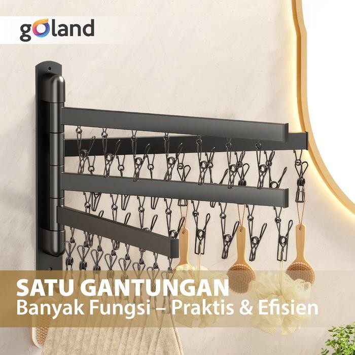 Goland Jemuran Baju Tempel Dinding Rak Jemuran Pakaian Lipat Rak Jemuran Tembok Jemuran Baju