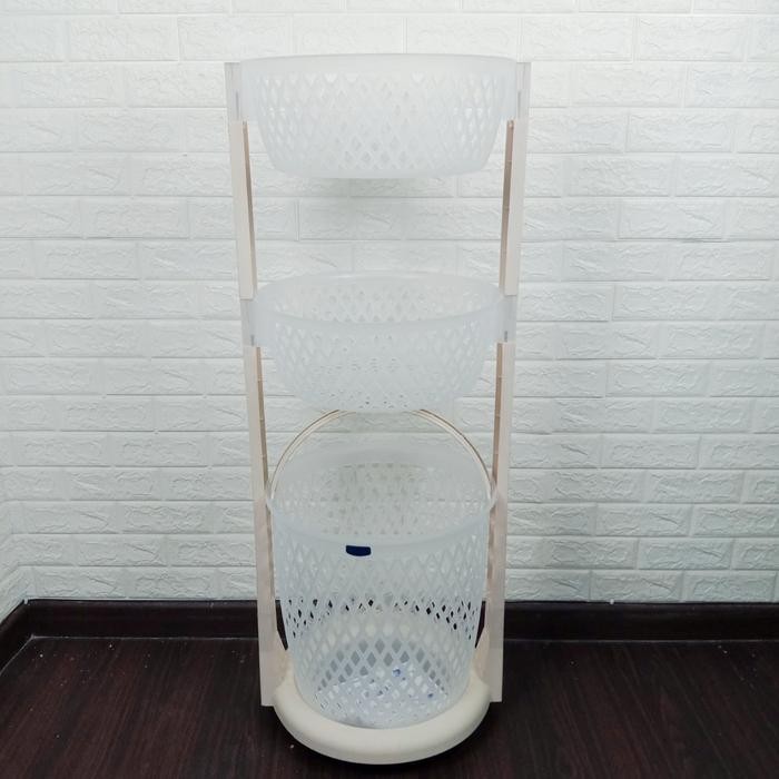 Rovega Laundry Basket 3 Level Lht Cream Transparan RLB-350TR