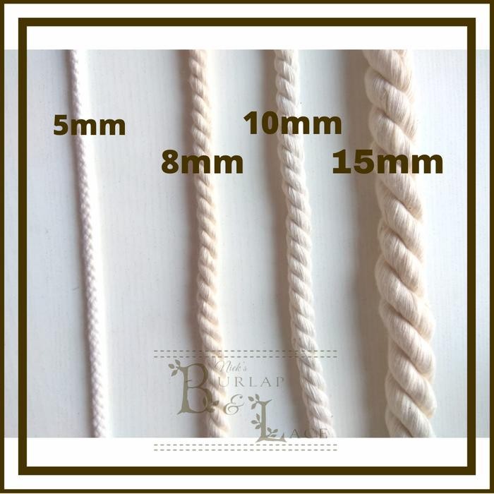 PREMIUM Tali katun tambang macrame dekorasi 5mm 8mm 15mm