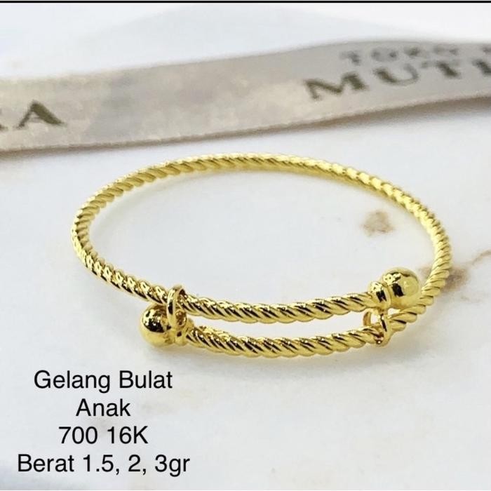 PREMIUM Gelang Bulat Bayi Emas Asli Kadar 700 16K Model Selisih Lilit Tambang Kado Hadiah Anak