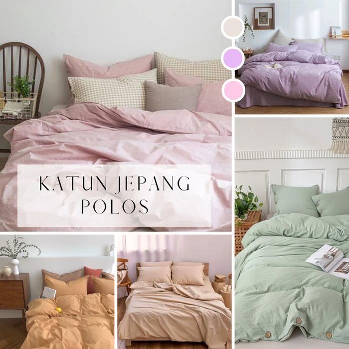PREMIUM Bedcover Sprei Katun Jepang Polos Uk 160x200 180x200