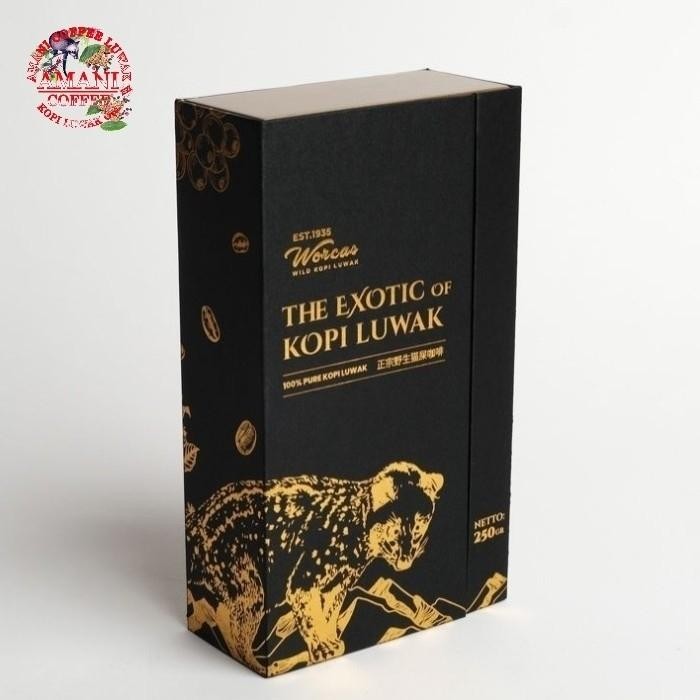 

The Exotic Wood of Luwak Coffee Wild Luwak Coffee Kopi Luwak Wild 250 gr box Bersertifikat Halal