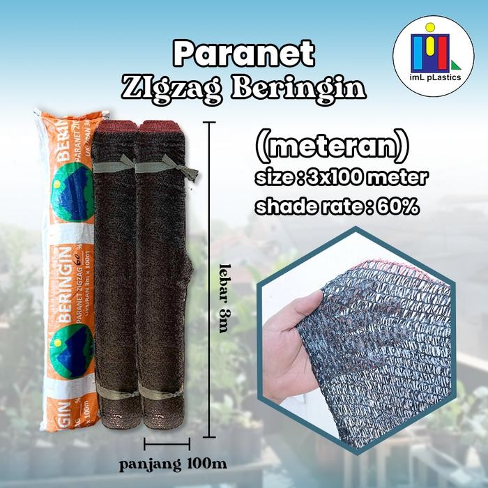 PREMIUM Paranet 60% Beringin Net Atap Pelindung Tanaman Lebar 3m- eceran 1 mtr