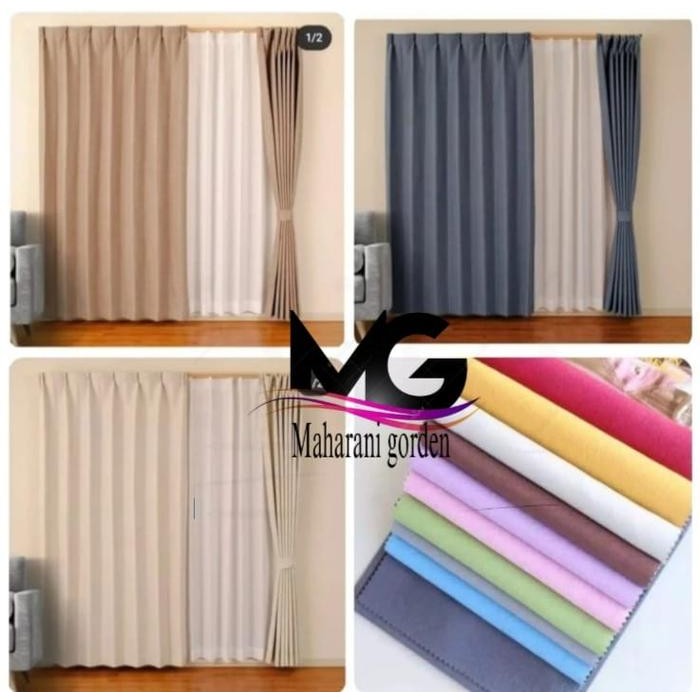 PREMIUM gorden blackkout polos kawat cantolan