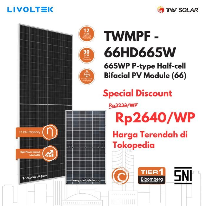 TW Solar Panel Surya 655 - 675 WP Bifacial P-Type Modul PV SNI Mono best seller
