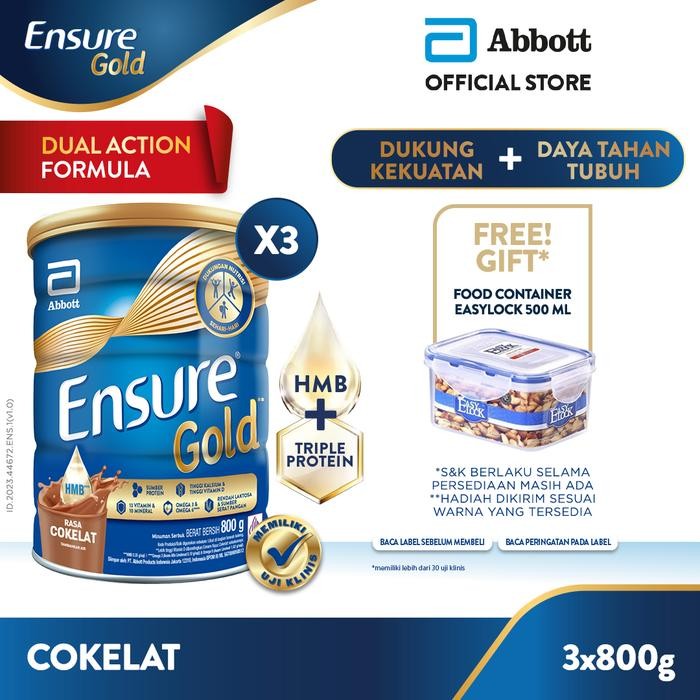 

Barbara.storee Ensure Gold HMB Cokelat 3x800g - Nutrisi Dewasa - FREE GIFT