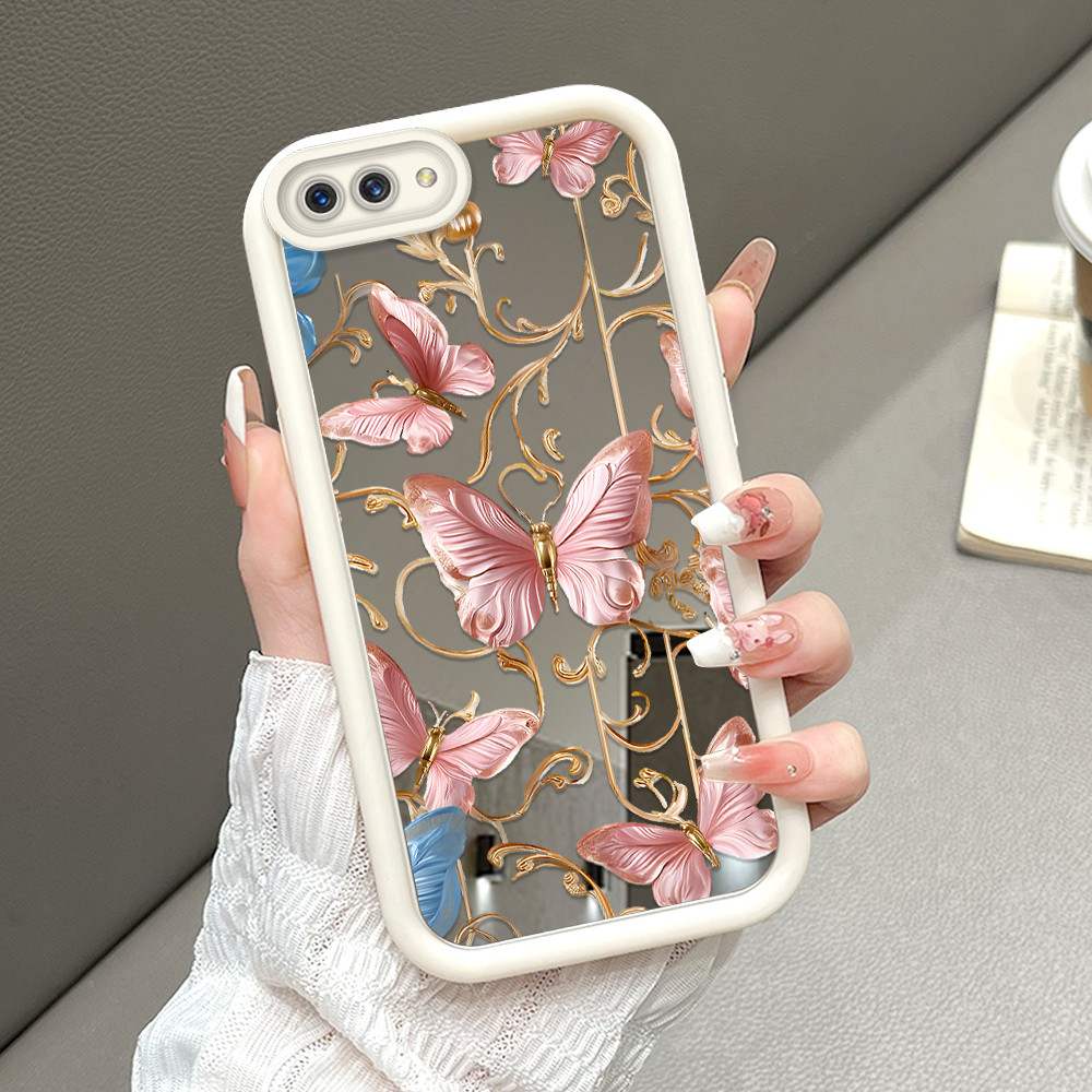 Casing Hp Untuk OPPO A3S A12E Cassing Soft Cesing Mirror JZ Pink Bow 8824 Girl Softcase Silikon Phon