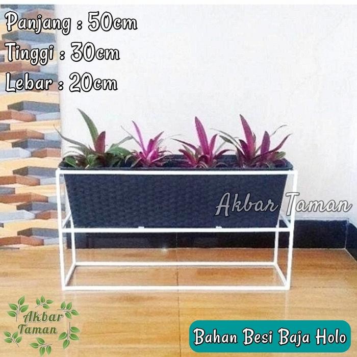 Standing Rak Dudukan Pot Panjang Tanaman Bunga Besi Baja Holo Kode 263