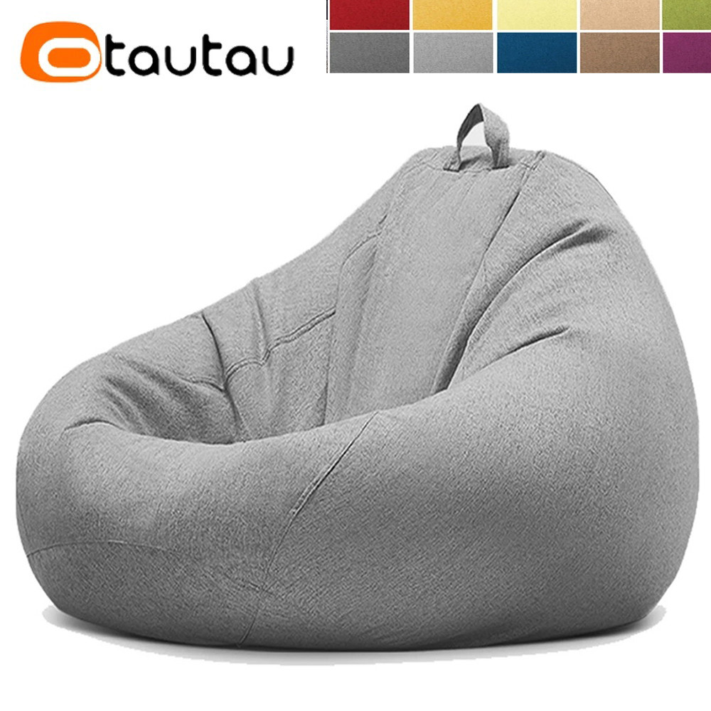 IMPORT OTAUTAU Cotton Linen Bean Bag Cover without Filler Floor Corner Lazy Beanbag Chair Pouf Salon