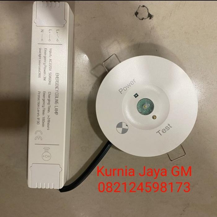 Lampu Emergency Downlight LED Plafon 3watt NICAD Batre Emergency SET