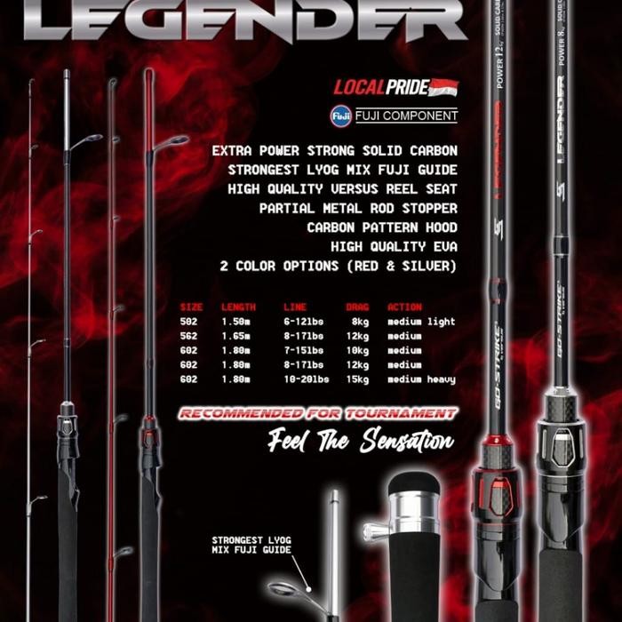joran go strike versus legender 150 165 180 cm carbon solid fuji ring