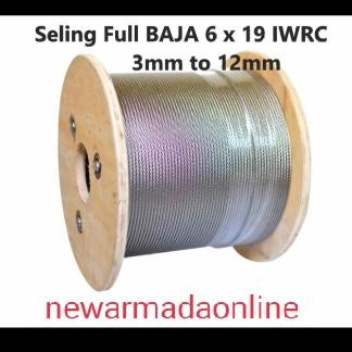 PREMIUM kawat seling full baja iwrc uk 10 mm x 6 x 19 galvanis