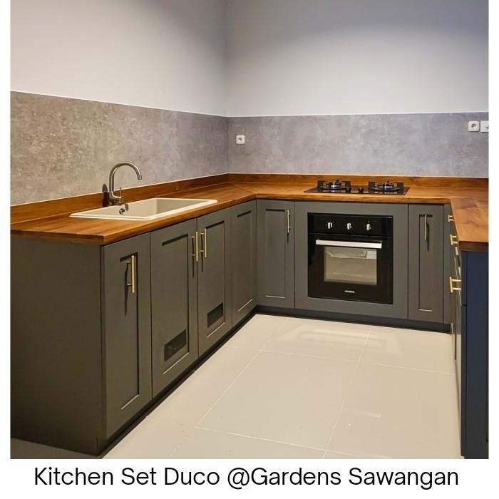 PREMIUM KITCHEN SET DUCO MINIMALIS RAK DAPUR, HMR MDF HIJAU