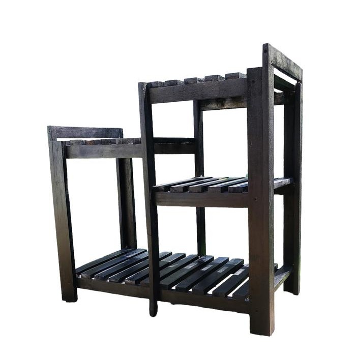 PREMIUM Meja galon dispenser dan magic com Rice Cooker Tingkat susun 3 70X35X75 Kayu kuat Hitam