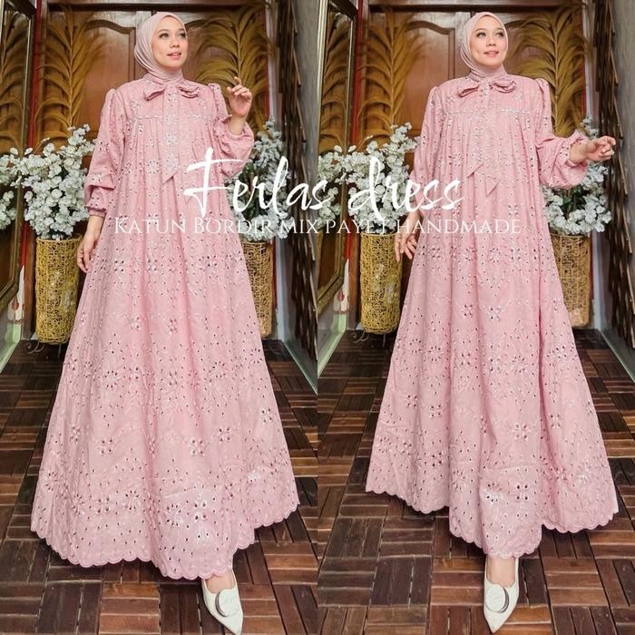 GAMIS Cantik Ferlas by Ohc Katun Bordir Payet untuk Wanita - Mewah Nyaman Dress Muslim Pesta best