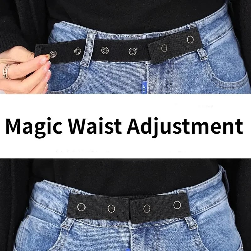 Invisible Jeans Belt Buckle Free Elastic Women'S Belt Buckle Extension Elastic Expansion Adjustment