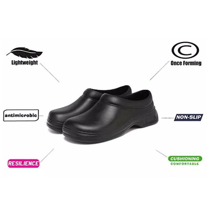 Wako Chef Shoes Sepatu Chef Anti Slip Nyaman - Hitam