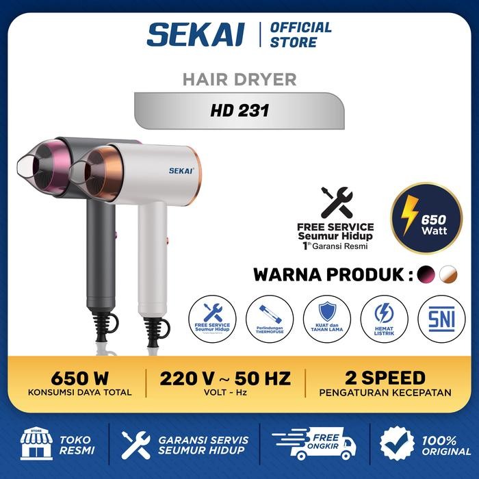 sekai hair dryer pengering rambut low watt hd 231 [mutu terbaik]