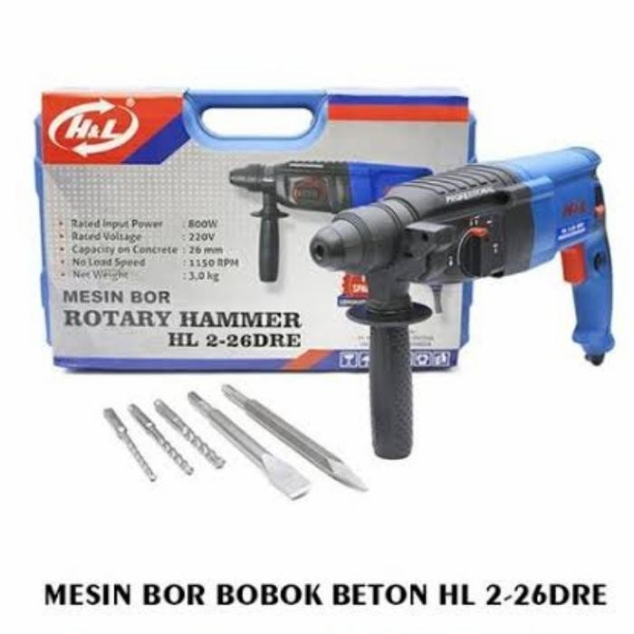 Mesin Bor Bobok Beton Rotary Hammer H&L Hl 2-26 Dre Set Mata Bobok