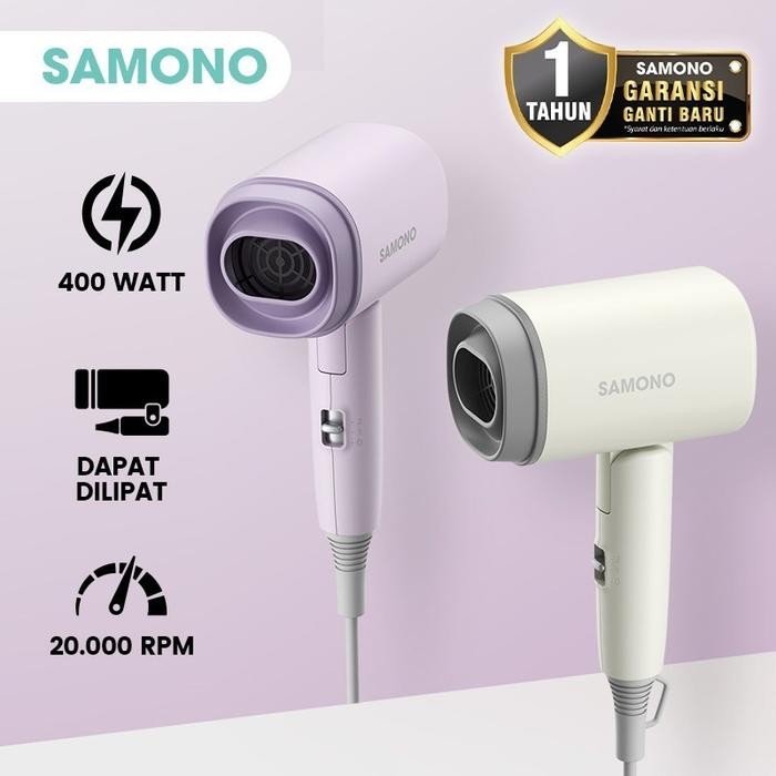 samono hair dryer sw-hd30 low watt 400w travel friendly sw hd30 [mutu terbaik]