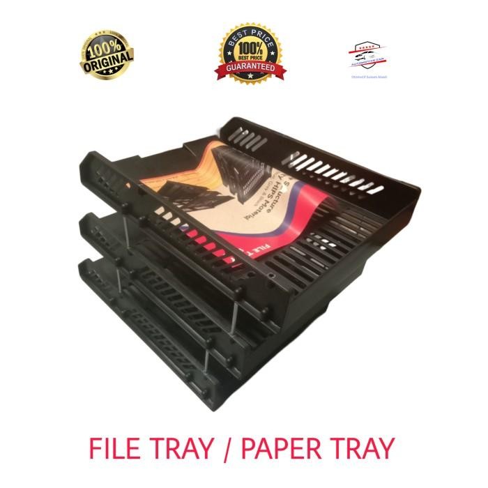 

[Deli Atk] File Tray / Paper Tray / Tempat Penyimpanan Dokumen / 3 - 2 Tingkat Warna Hitam - Abu /