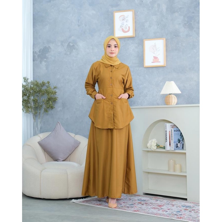 Gamis Seragam PNS PDH ASN Warna Khaki Model Setelan Bahan ToyoboPremium