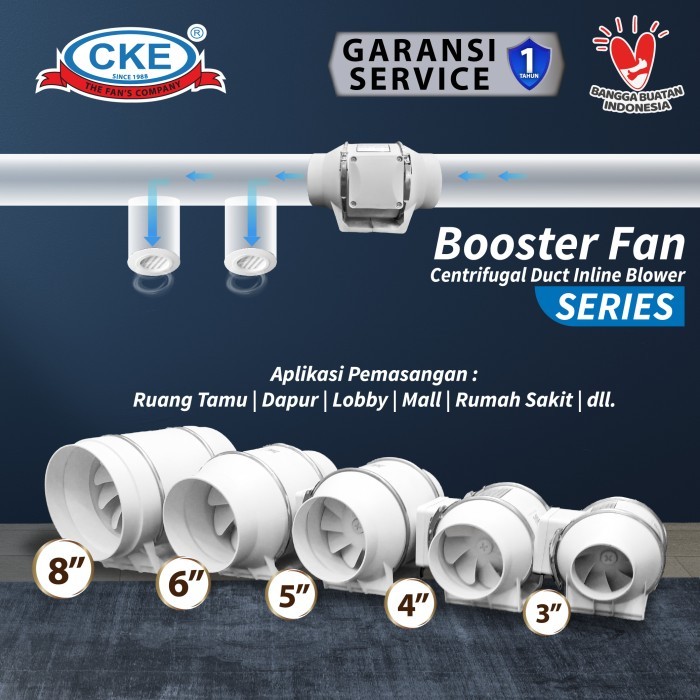 INLINE DUCT FAN PLASTIK 8" INCH KIPAS BOOSTER VENTILASI EXTRACTOR FAN