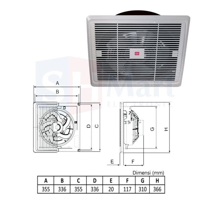 KDK EXHAUST FAN PLAFON 25TGQ2 CEILING HEXOS 10" 10INCH 10 INCH (MEDAN)