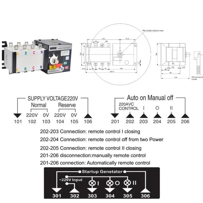 ATS AUTOMATIC TRANSFER SWITCH 4P 100AMPR