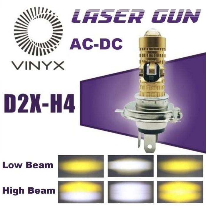LAMPU UTAMA MOBIL LED D2 LASER GUN AC DC H4 VINYX GOLD
