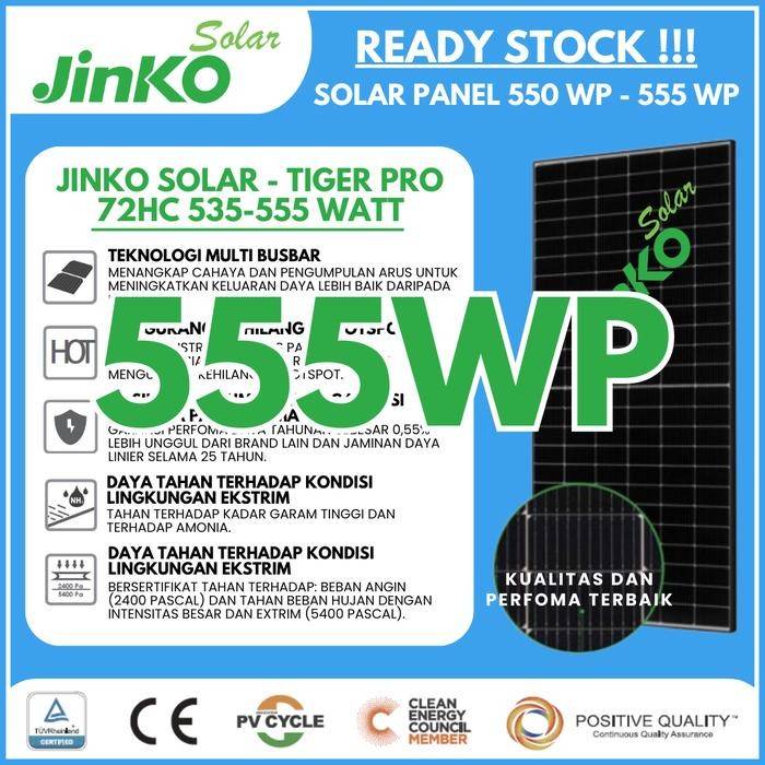 Cuci Gudang Jinko Solar Cell / Panel Surya 550 - 555Wp Sni Mono Bukan Trina Longi