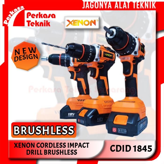 mesin bor impact cordless XENON CDID1845 bor beton baterai set