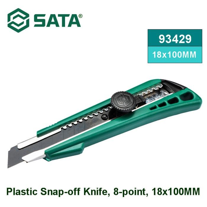 

Pisau Cutter Snap-off 93429 Pegangan Karet, 8 titik, 18x100MM Sata Tools
